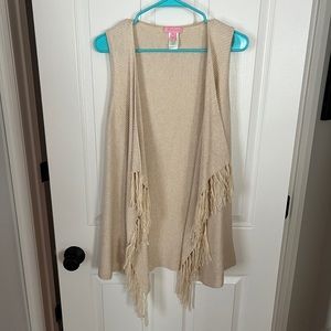 LILLY PULITZER Gold Shimmer Fringe Vest